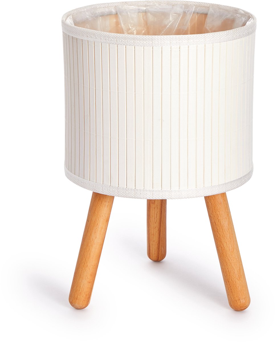 Paco Home Bloempot Sierbloempot Bloemenbak Binnenkant Plantenpot Set Mand Gevlochten Hout Wit