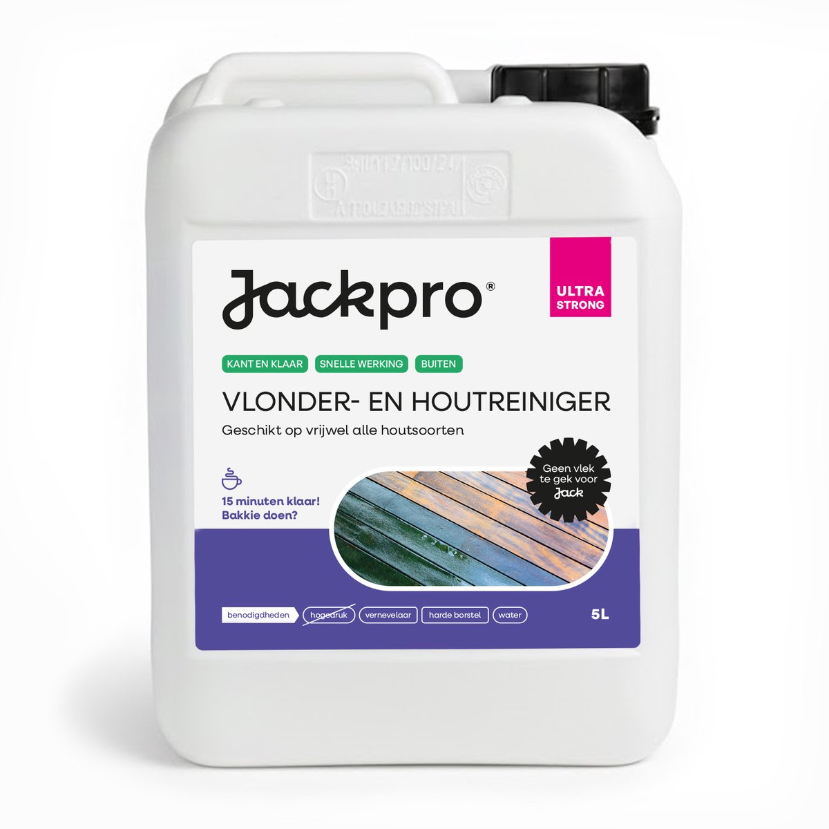 Jackpro Vlonder- en houtreiniger ULTRA STRONG - Dieptereiniger hout - Kant en klaar - 5Liter