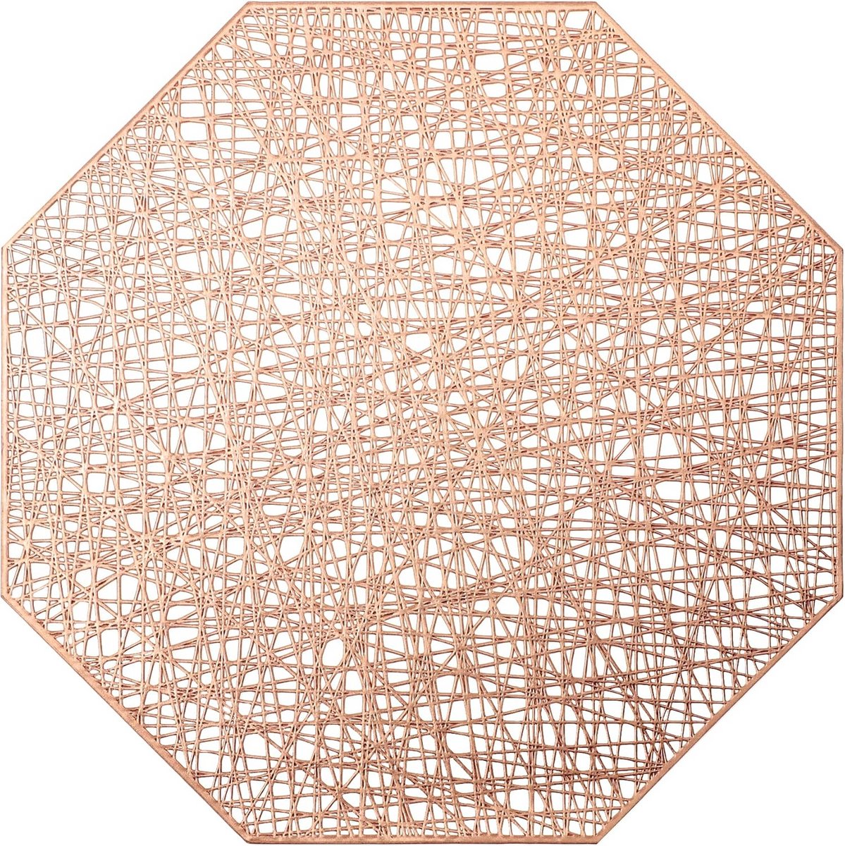 Set van 6 Ronde PVC Placemats Roségoud Geweven Tafelmatten Hittebestendig en Wasbaar