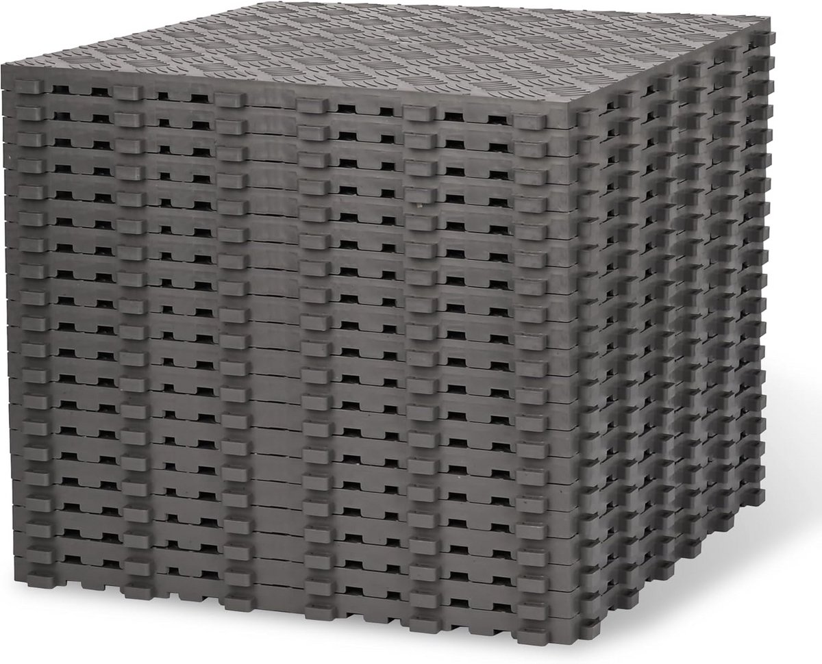 20x Antislip Garagevloertegels PVC/Rubber - 40x40 cm - 18mm Dik - Modulair Legsysteem - Grijs