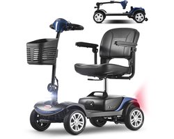 Sweetrich Scootmobiel - Elektrische Scootmobiel - met vering - Tot 20 km Actieradius - Opvouwbaar - 4 Wielen - Blauw