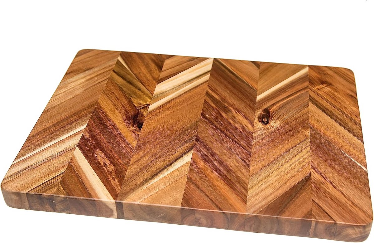 Acacia Houten Snijplank Visgraat met Handgrepen voor Hakken en Serveren