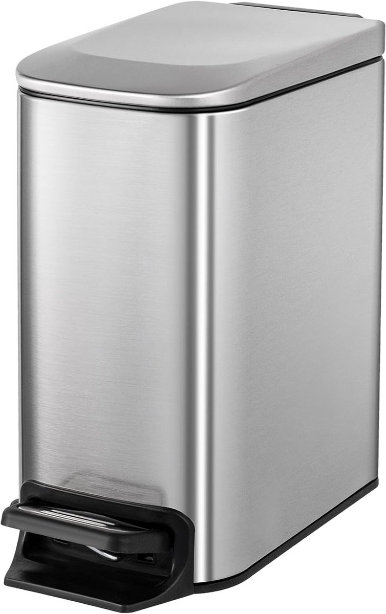 Kleine RVS Prullenbak met Softclose Deksel en Pedaal - 6L