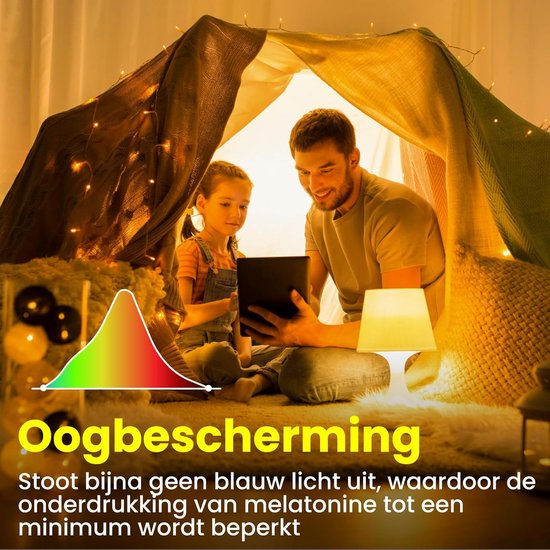 4-Pack E27 LED Lamp 3W Amberwarm Wit Licht, Blauwlicht Blokkerend voor Slaapkamer en Kinderkamer — afbeelding 3