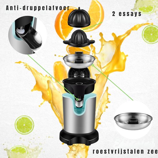 Florixa® Citruspers electrisch - Citruspers - Sinaasappelpers- Zilver- ‎16 x 22 x 28 cm; 1.91 kg van Merkloos — afbeelding 4