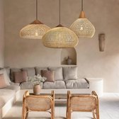 Milova Rieten hanglamp - Plafondlamp - Retro style - Handgevlochten ontwerp - 40x19cm - Woonkamer - Eetkamer - Verlichting - Bruin