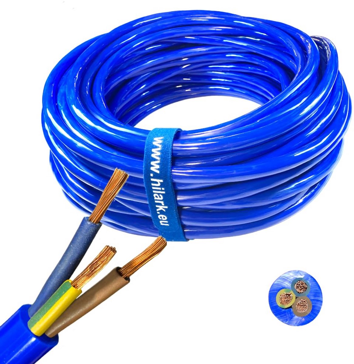Flexibele Stroomkabel H07BQ-F 3x2.5mm Blauw 20 Meter voor Buiten en Zwaar Gebruik