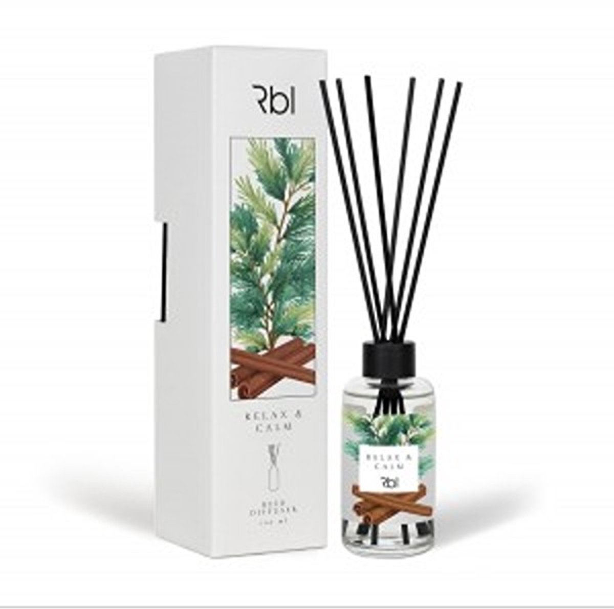 Rebul Relax & Calm Geurstokjes - 100 ml - Pine & Cinnamon (Dennen & Kaneel) - Reed Diffuser - Huisparfum