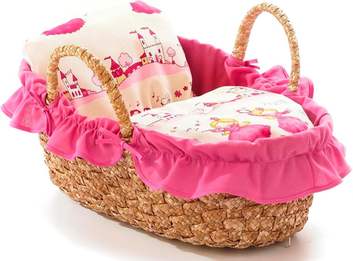Poppendraagtas 40 cm Roze - Complete Draagmand voor Poppen tot 40cm
