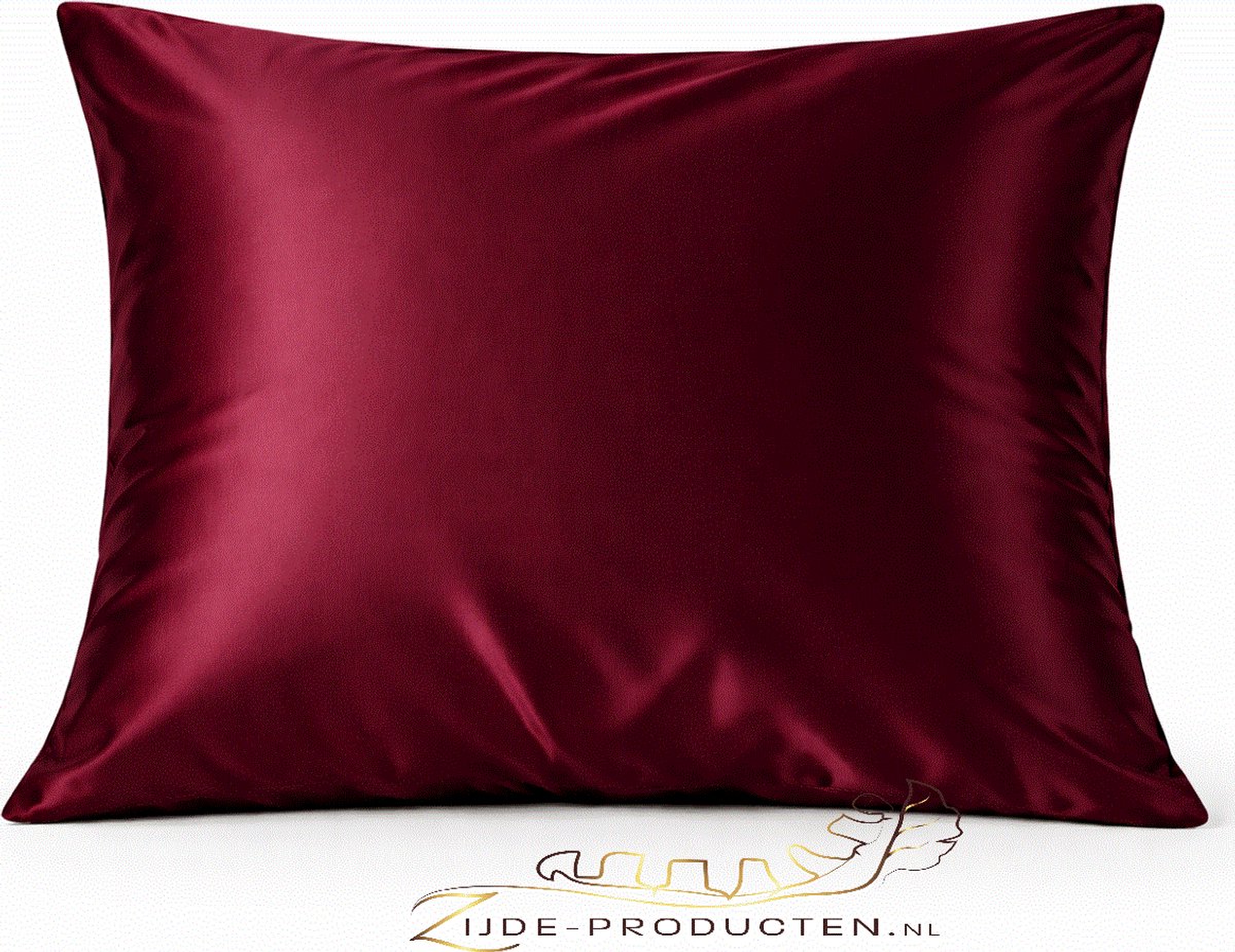 Zijden kussensloop, 100% moerbei zijde, hoogste kwaliteit (6A grade) 19 Momme. Kleur bordeaux rood maat 60x70 cm