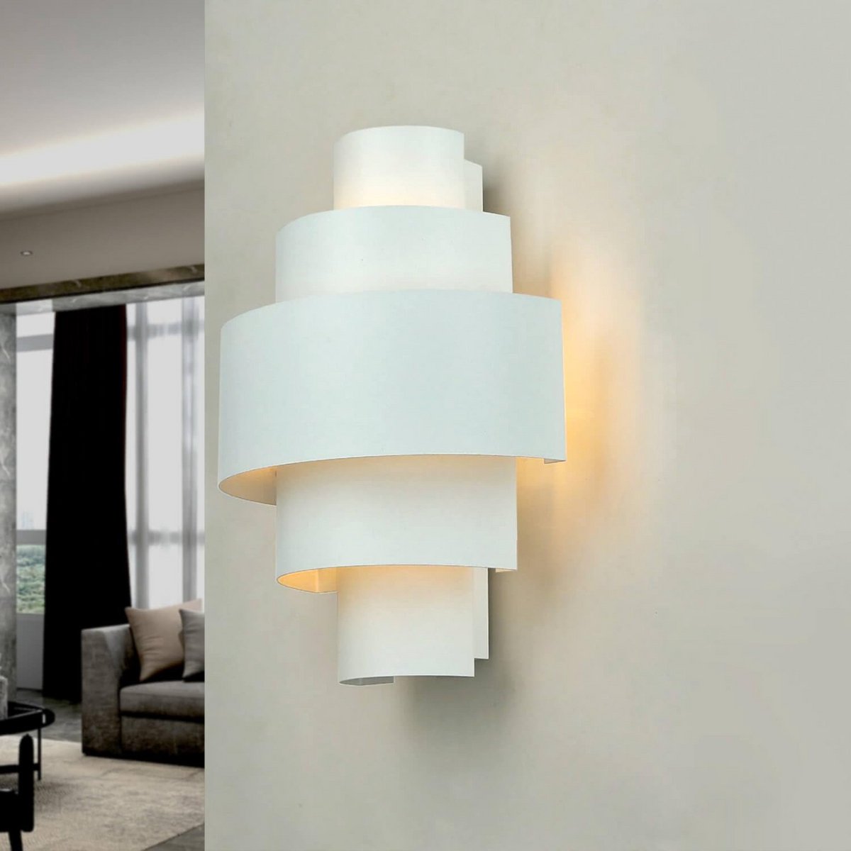 Elegante opbouw wandlamp met lichtpatroon voor hal en trap