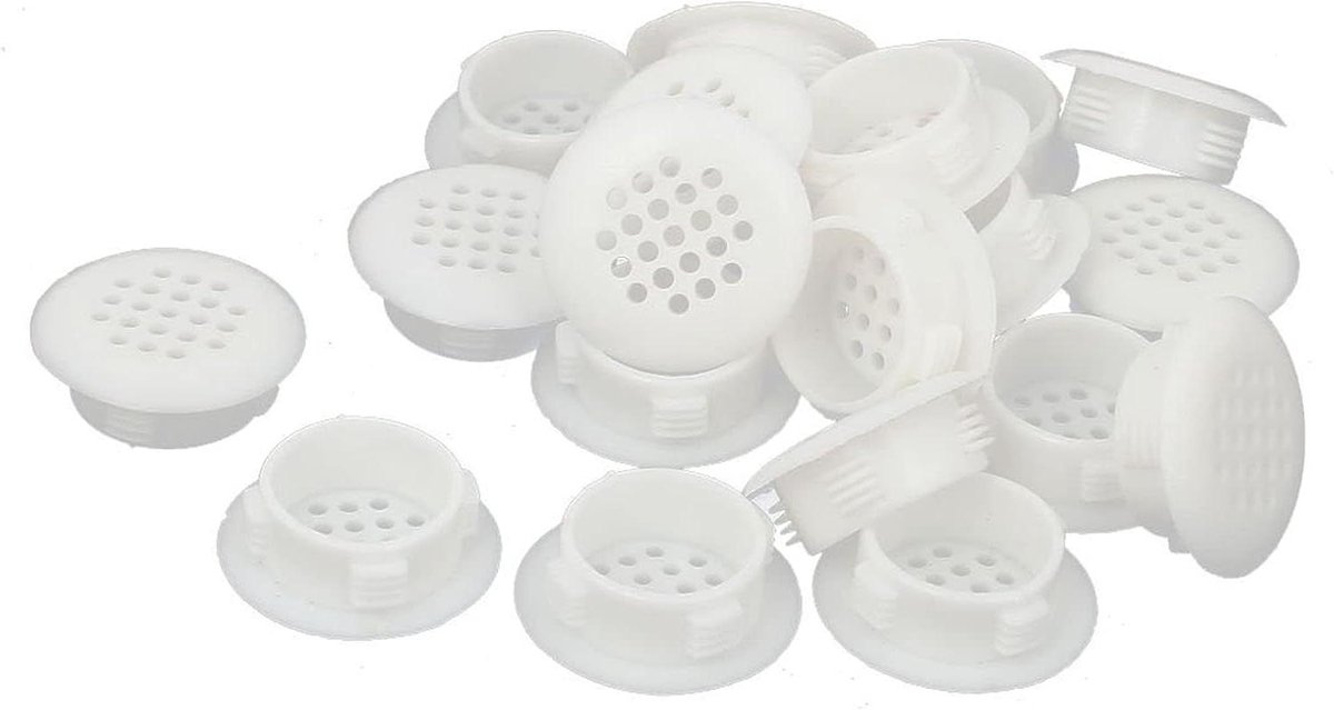 30mm Ronde Lucht Vent Cover Set - 20 Stuks - Plastic Ventilatierooster voor Kasten en Gard