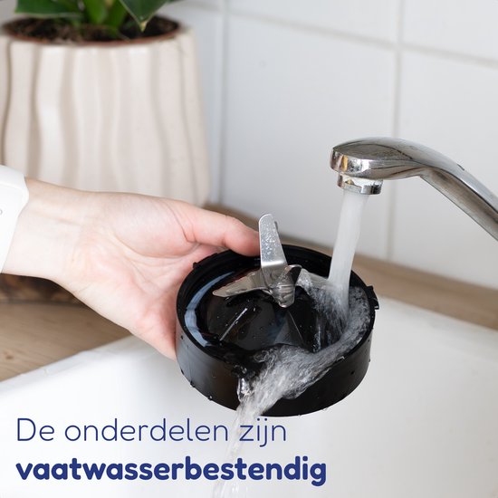 Cavos Blender 1200W - Smoothie Blender met Glazen Kan 1,5L & To-Go Beker 600ml - Ice Crush - Krachtige power blender - 5 Snelheden - RVS - Zwart van Merkloos — afbeelding 5