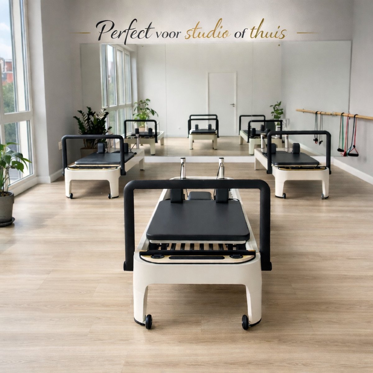 Premium Pilates Reformer met Box en Jumpboard - Wit & - afbeelding 2