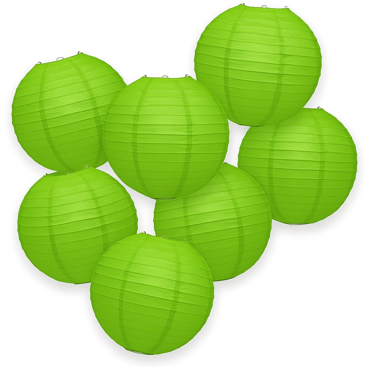 7-set LMPN® papieren lampionnen - lichtgroen - 25cm - lichtgroene lampion