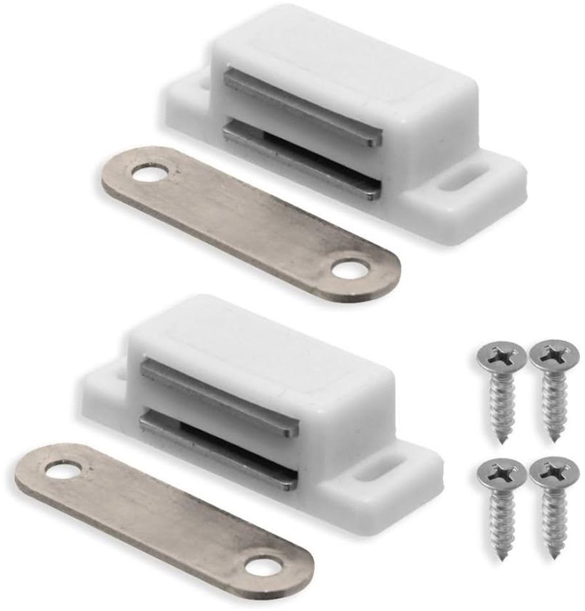 Deurmagneet - Magneetsluiting voor Kast en Deur - Magneetsnapper - Deursluiter - Deurvanger - 2 Stuks - Wit - van Imperatoris