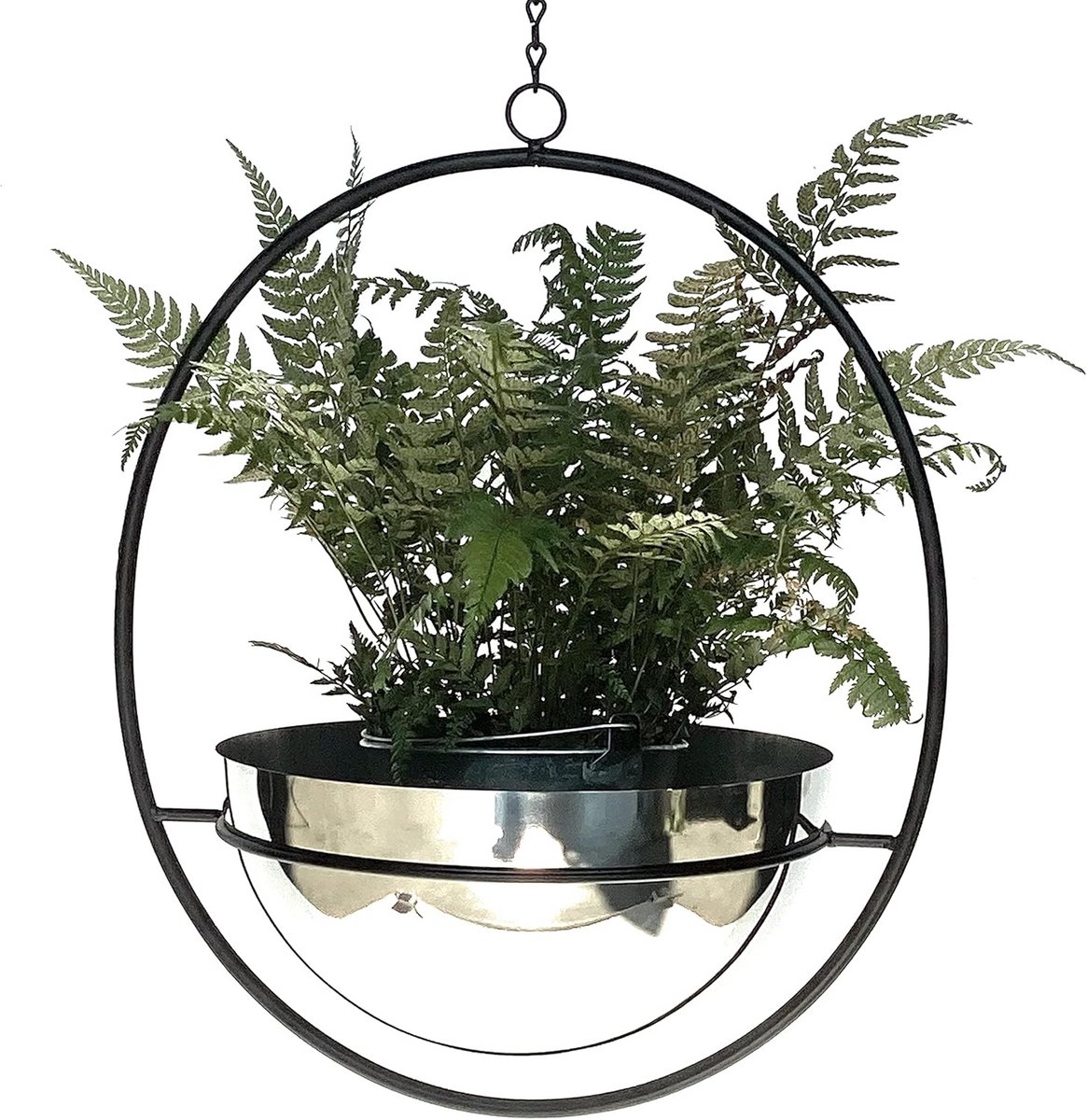 Houten Plantenhangers voor Binnen en Buiten - Wanddecoratie met Pot - Zilverkleurig