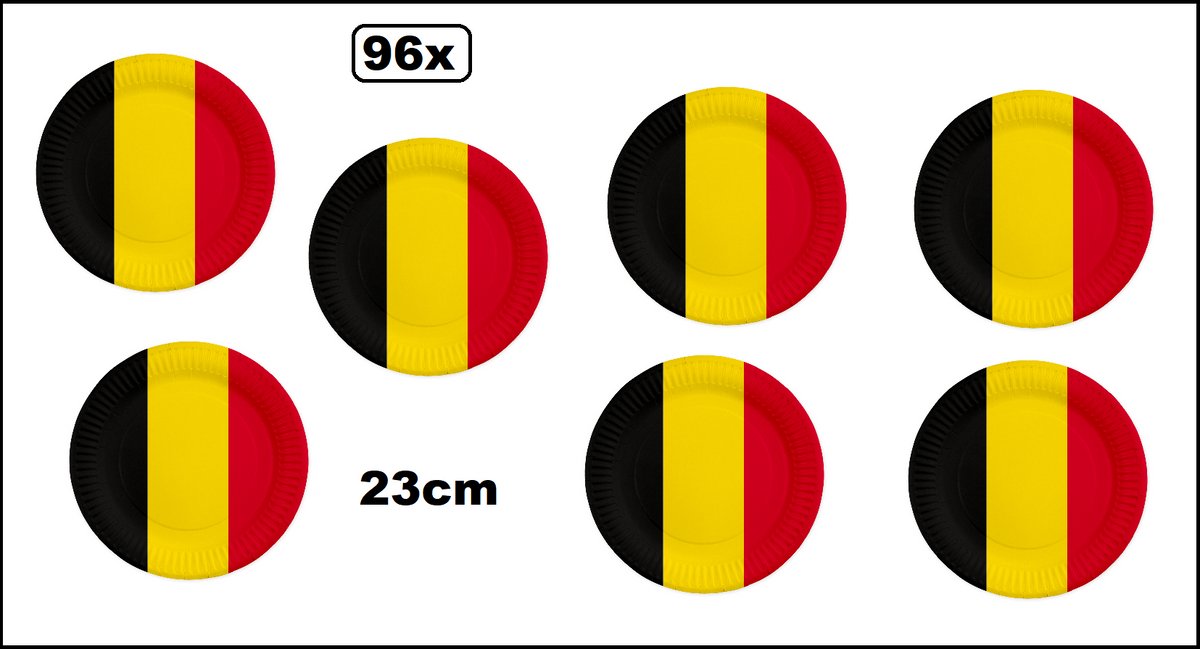 96x Bord 23cm Belgie karton - Belgium sport food WK voetbal Landen