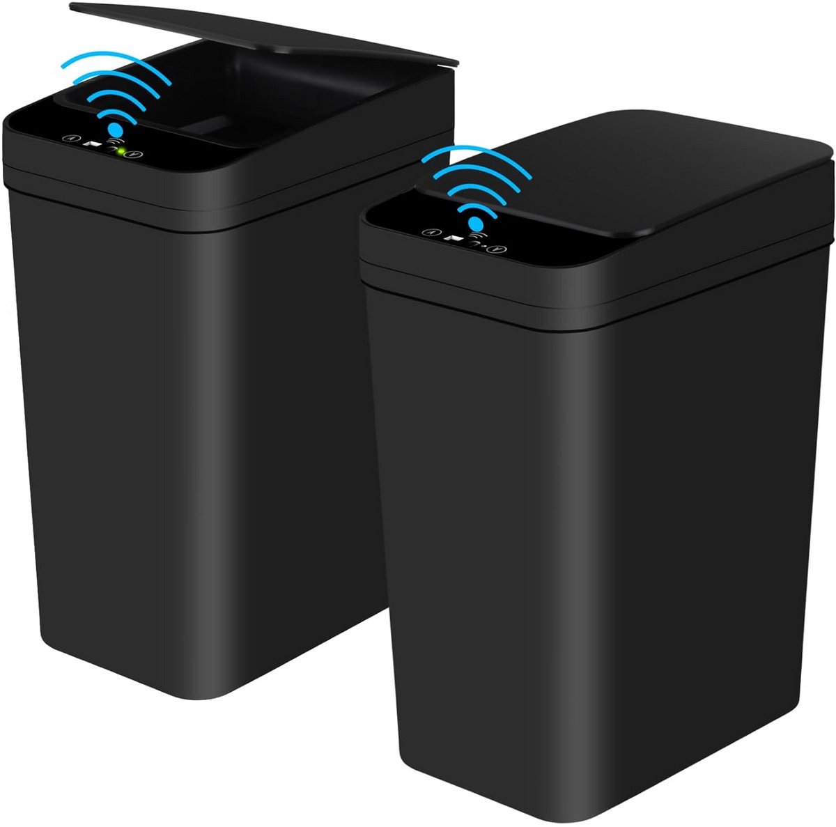 Automatische Sensor Prullenbak met Deksel (2 Stuks) - Smal en Stijlvol voor Badkamer en Kantoor