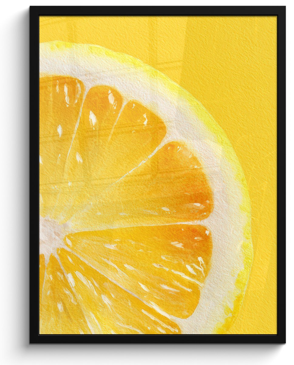FrameYourWall Poster in lijst - Fotolijst 50x70 cm - Posters - Citroen - Geel - Zonnig - Posterlijst zwart - Decoratie - Wanddecoratie woonkamer - Muurdecoratie slaapkamer Multicolor