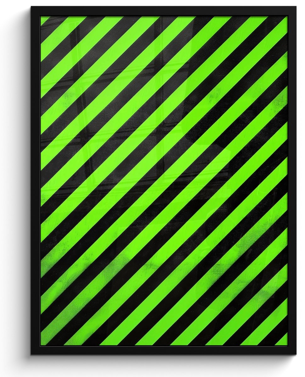 FrameYourWall Poster in lijst - Fotolijst 50x70 cm - Posters - Gaming - Strepen - Schuin - Groen - Posterlijst zwart - Decoratie - Wanddecoratie woonkamer - Muurdecoratie slaapkamer