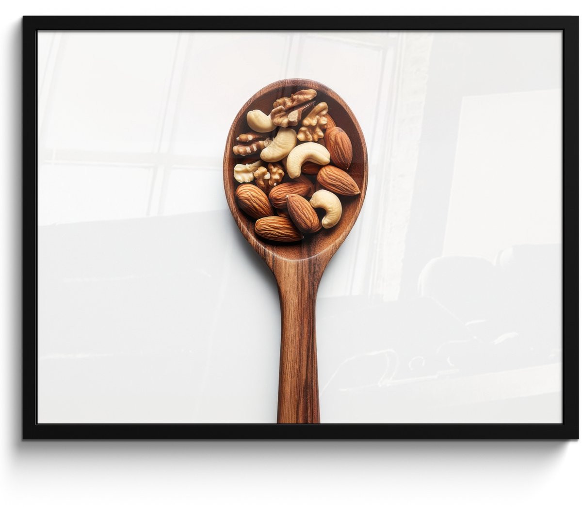 FrameYourWall Poster in lijst - Fotolijst 70x50 cm - Posters - Noten - Wit - Hout - Posterlijst zwart - Decoratie - Wanddecoratie woonkamer - Muurdecoratie slaapkamer Lepel - Noten