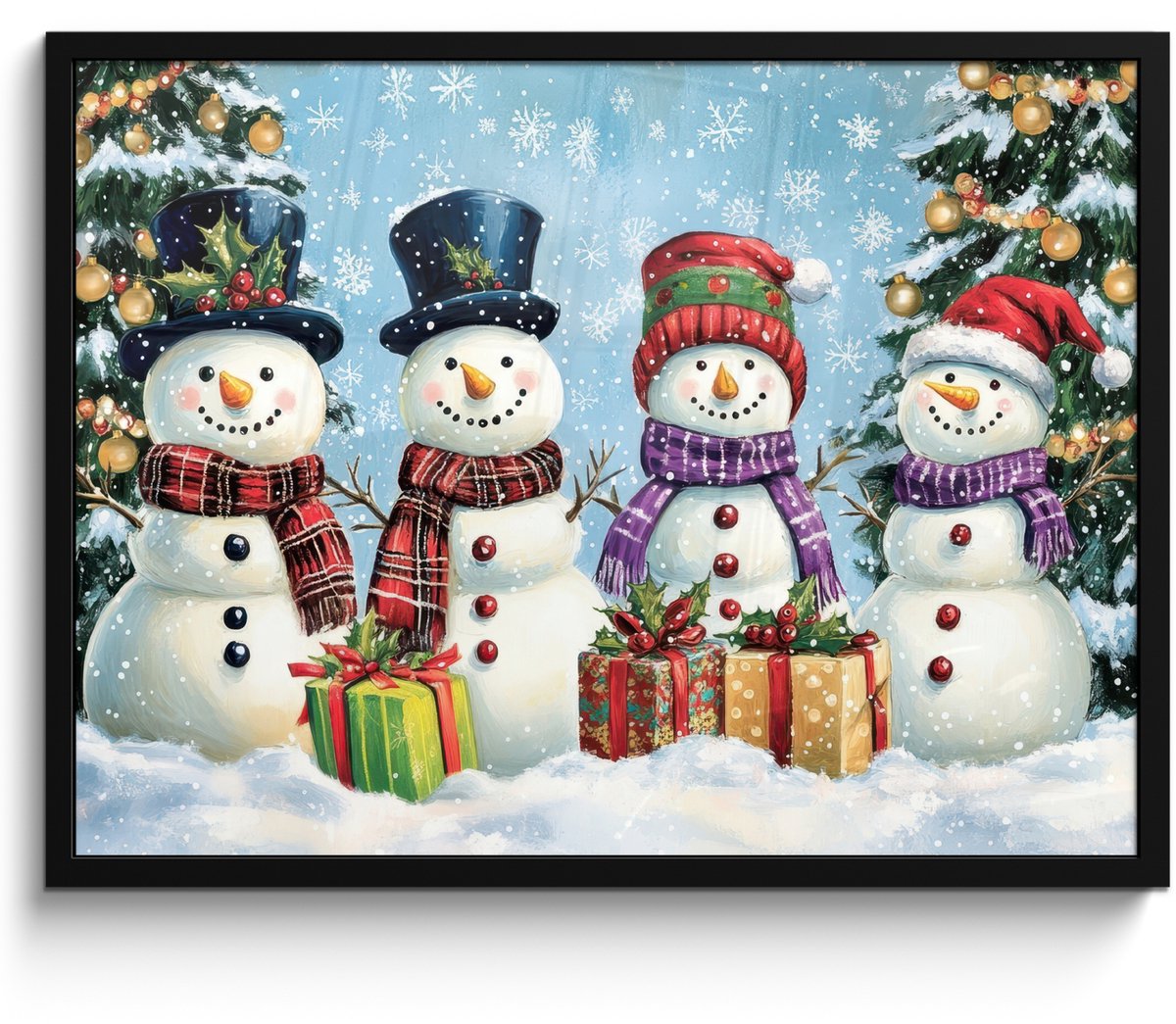 FrameYourWall Poster in lijst - Fotolijst 70x50 cm - Posters - Vrolijk - Sneeuw - Kleurrijk - Posterlijst zwart - Decoratie - Wanddecoratie woonkamer - Muurdecoratie slaapkamer
