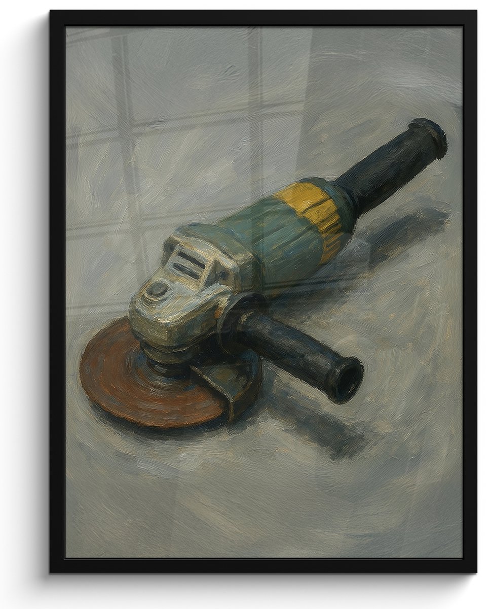 FrameYourWall Poster in lijst - Fotolijst 50x70 cm - Posters - Haakse slijper - Schilderij - Gereedschap - Posterlijst zwart - Decoratie - Wanddecoratie woonkamer - Muurdecoratie slaapkamer Multicolor