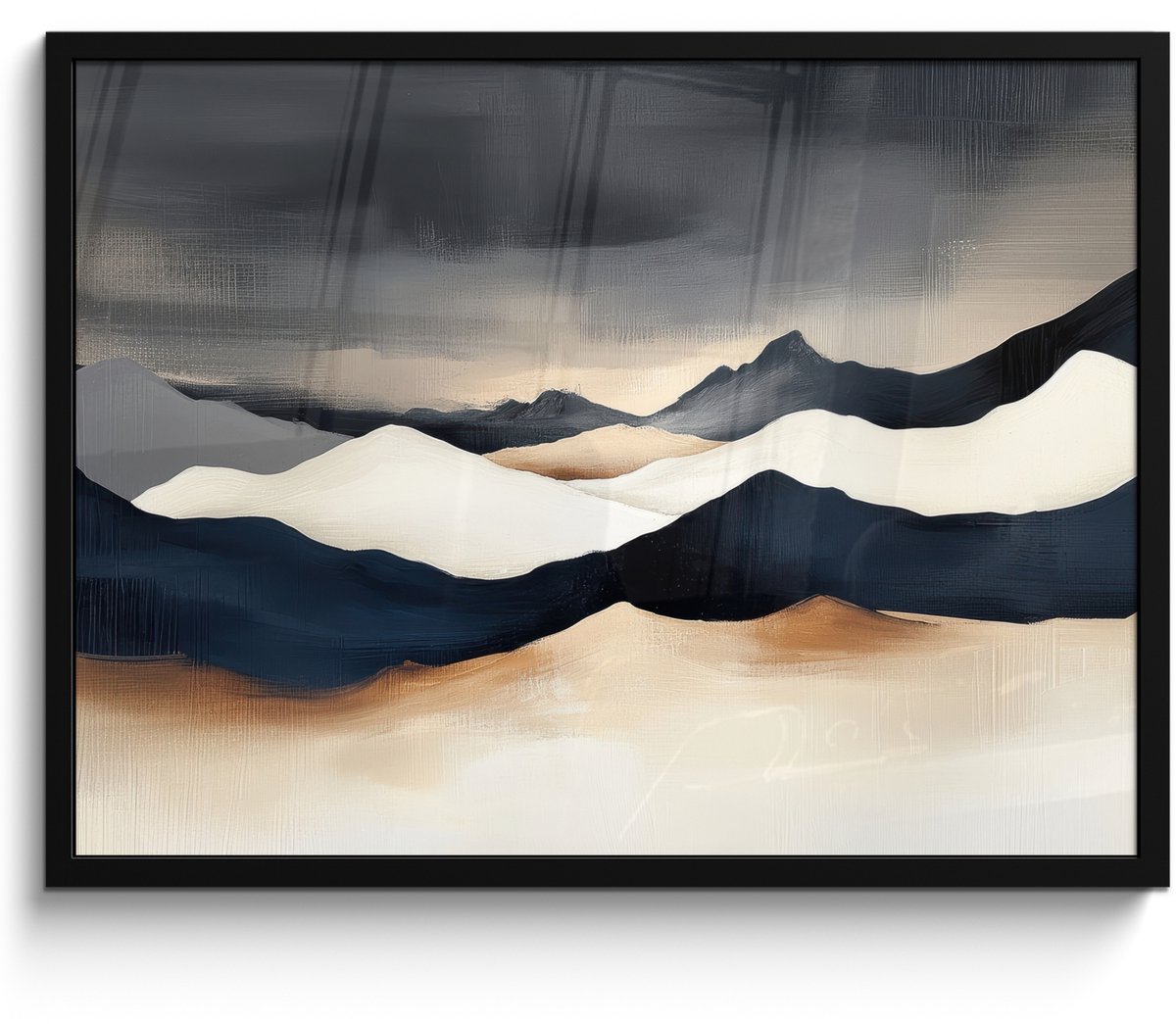 FrameYourWall Poster in lijst - Fotolijst 70x50 cm - Posters - Bergen - Donkerblauw - Landschap - Posterlijst zwart - Decoratie - Wanddecoratie woonkamer - Muurdecoratie slaapkamer Landschap - Abstract