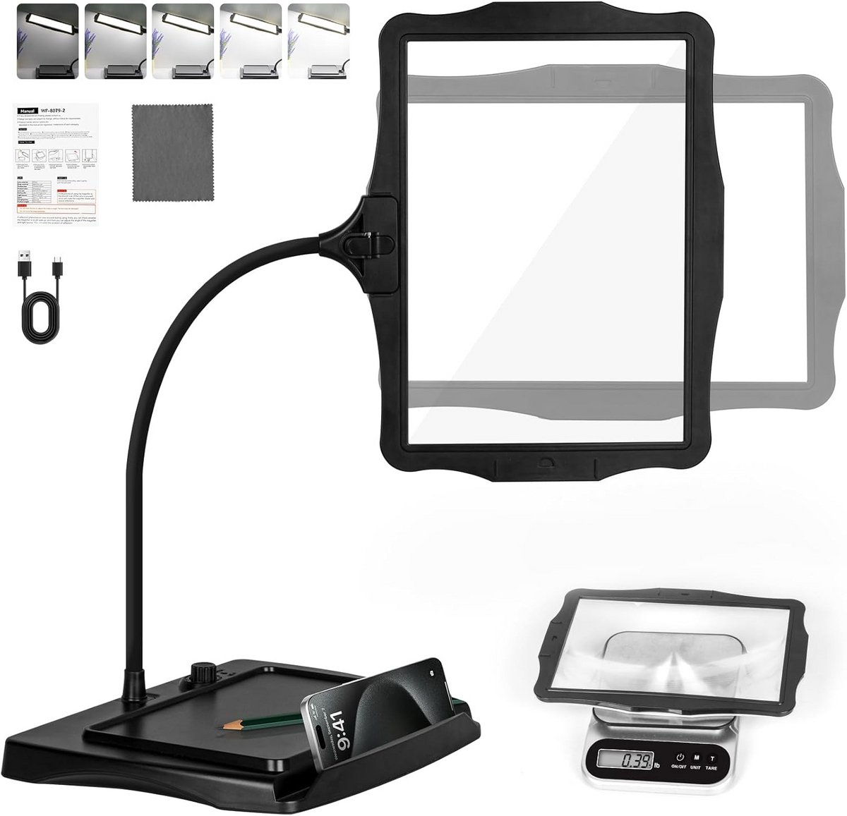 Vergrootglas met Licht en Standaard - 8x Vergroting en Verstelbare Helderheid