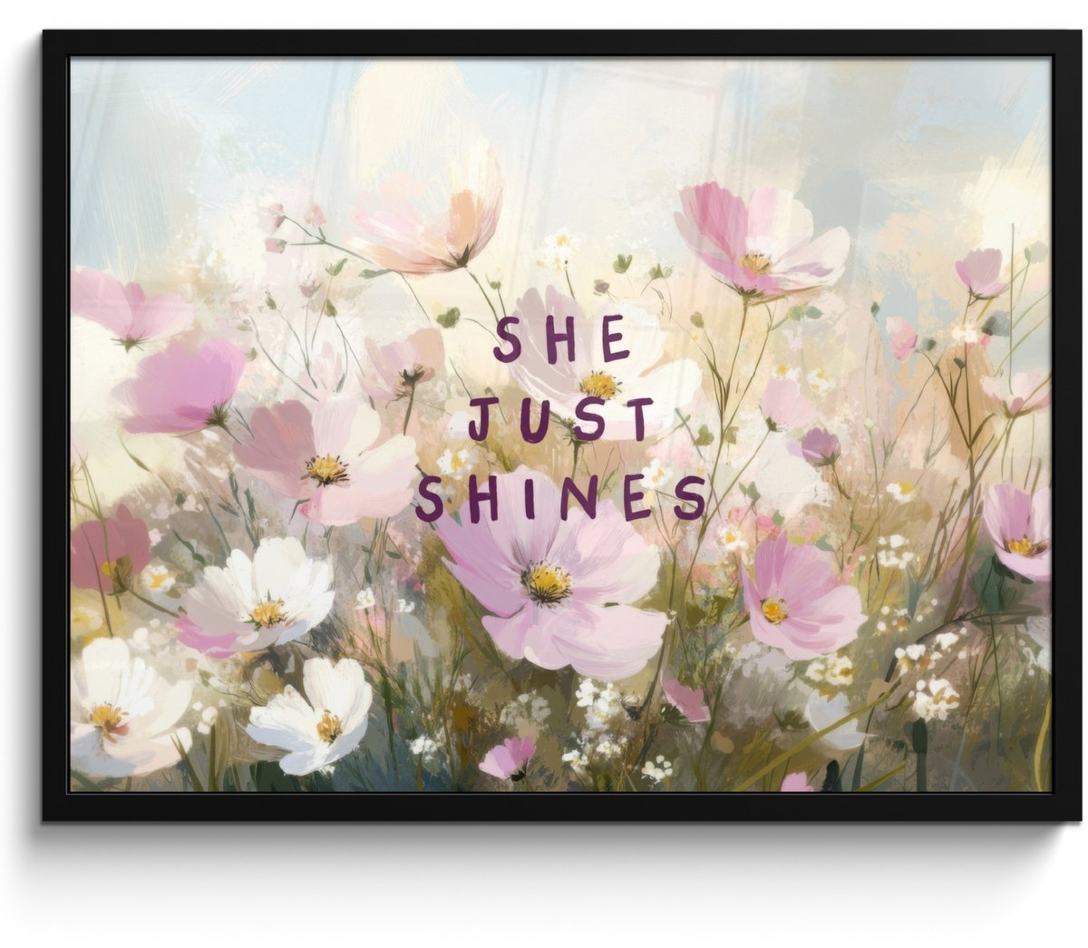 FrameYourWall Poster in lijst - Fotolijst 70x50 cm - Posters - Quote - Bloemen - Schilderachtig - Posterlijst zwart - Decoratie - Wanddecoratie woonkamer - Muurdecoratie slaapkamer Bloemen - Quote