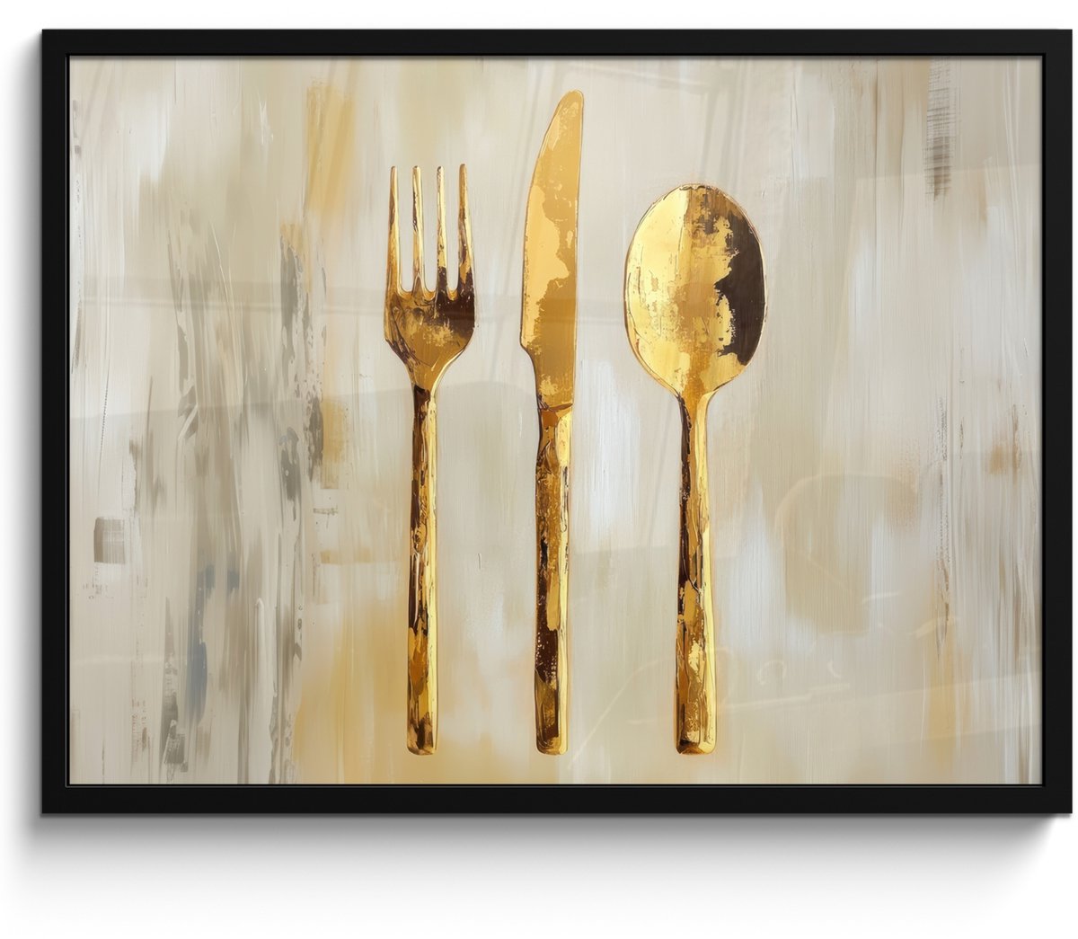 FrameYourWall Poster in lijst - Fotolijst 70x50 cm - Posters - Verf - Goud - Bestek - Posterlijst zwart - Decoratie - Wanddecoratie woonkamer - Muurdecoratie slaapkamer Bestek - Verf