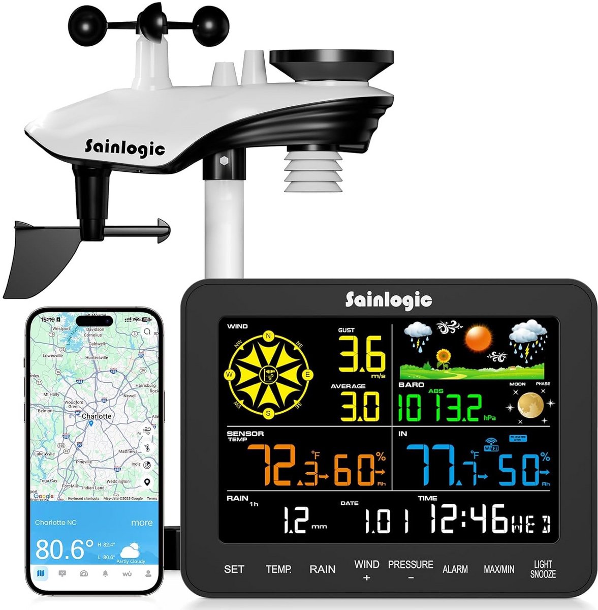 Slim Draadloos Weerstation met WiFi en AI Weersvoorspelling