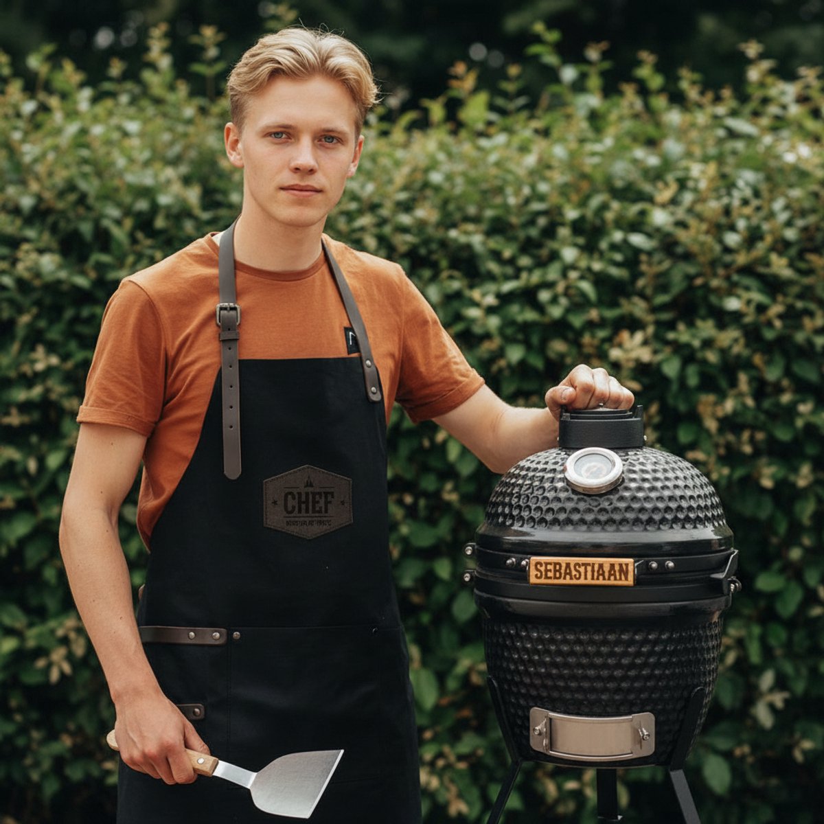 BBQ schort "Chef" | Leren kookschort voor mannen en vrouwen | Gemaakt van 100% echt leer