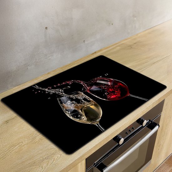 KitchyMist Inductie Beschermer 78x52 cm - Wijn - Kookplaat Beschermer - Afdekplaat voor Kookplaat - Inductie Mat - Spatscherm Achterwand Keuken