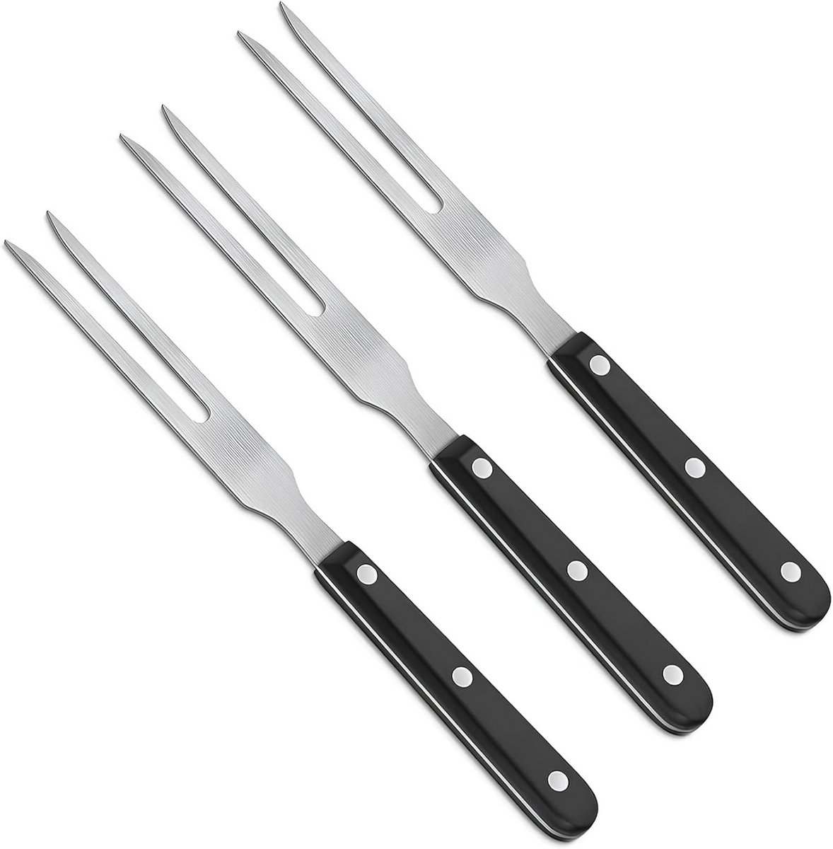 Set van 3 RVS Vleesvorken met Houten Handvat voor Grill en Keuken