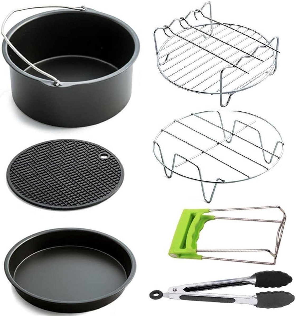 Set van 7 Airfryer Accessoires (18cm) voor Alle Merken, Inclusief Receptenboek