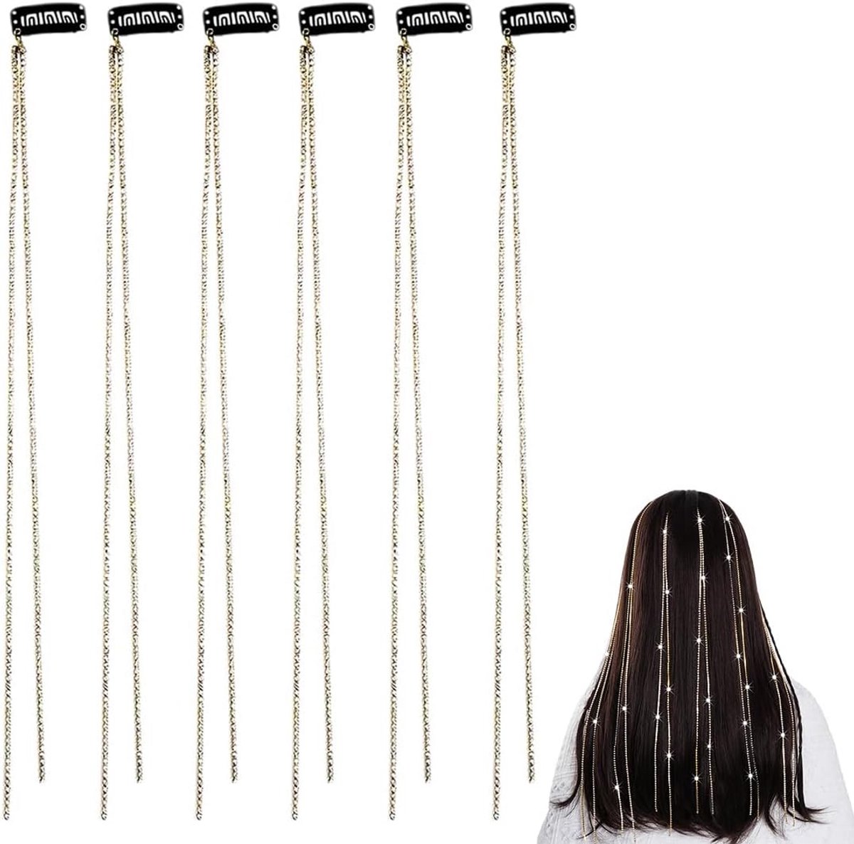Elegante haaraccessoires voor dames met strass-steentjes en tafelkleden 6 stuks