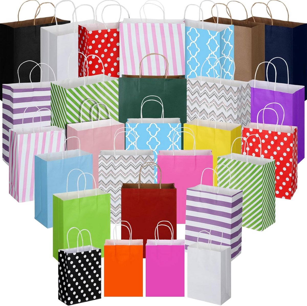 28 Papieren Geschenktassen Kraftpapier met Handvatten - Diverse Maten voor Cadeaus en Feesten