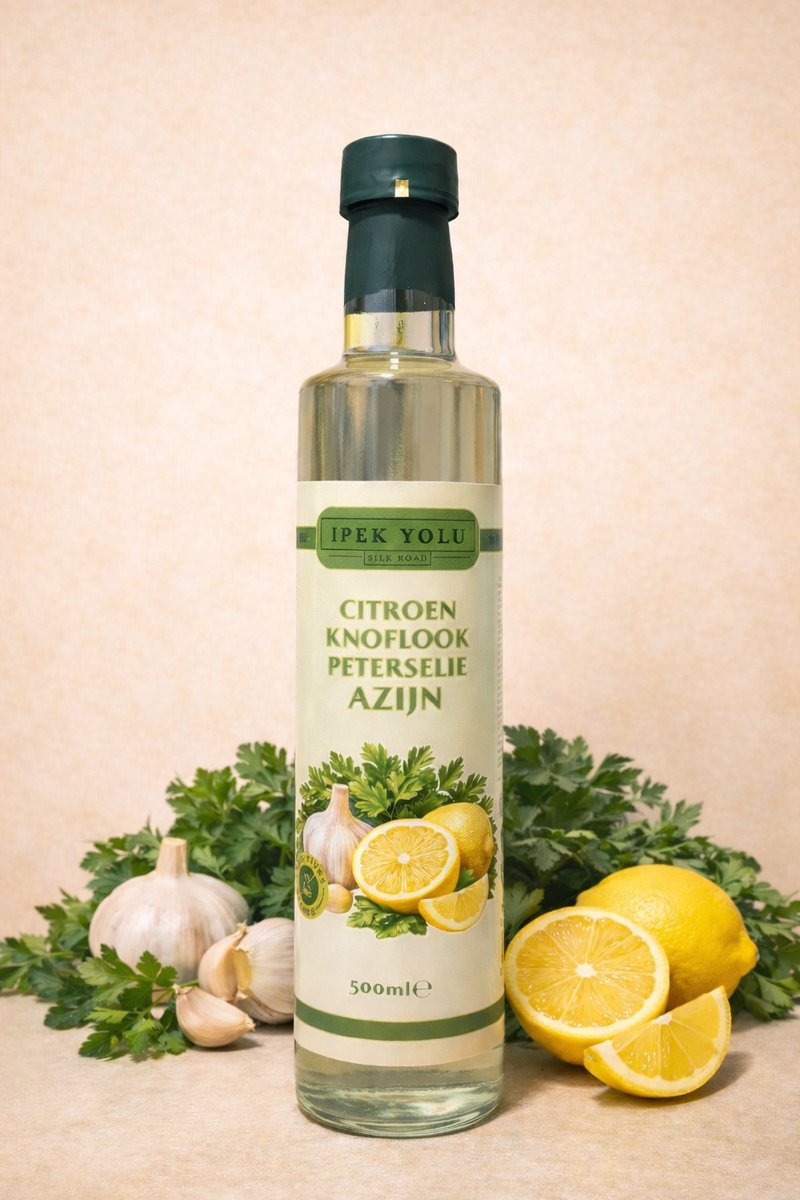 Ipekyolu - Citroen Knoflook Peterselie Azijn - Kuur - 500ml - 100% Natuurlijk - Zonder Toevoegingen - Limon Sarmisak Maydanoz Kürü - Sirke