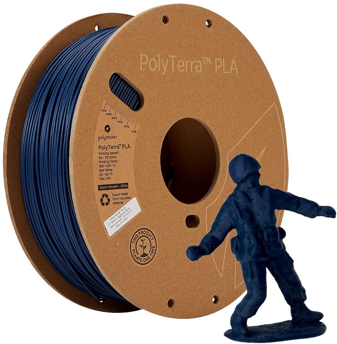 PLA Filament Army Blauw 1.75 mm - 1 kg 3D Printer Materiaal