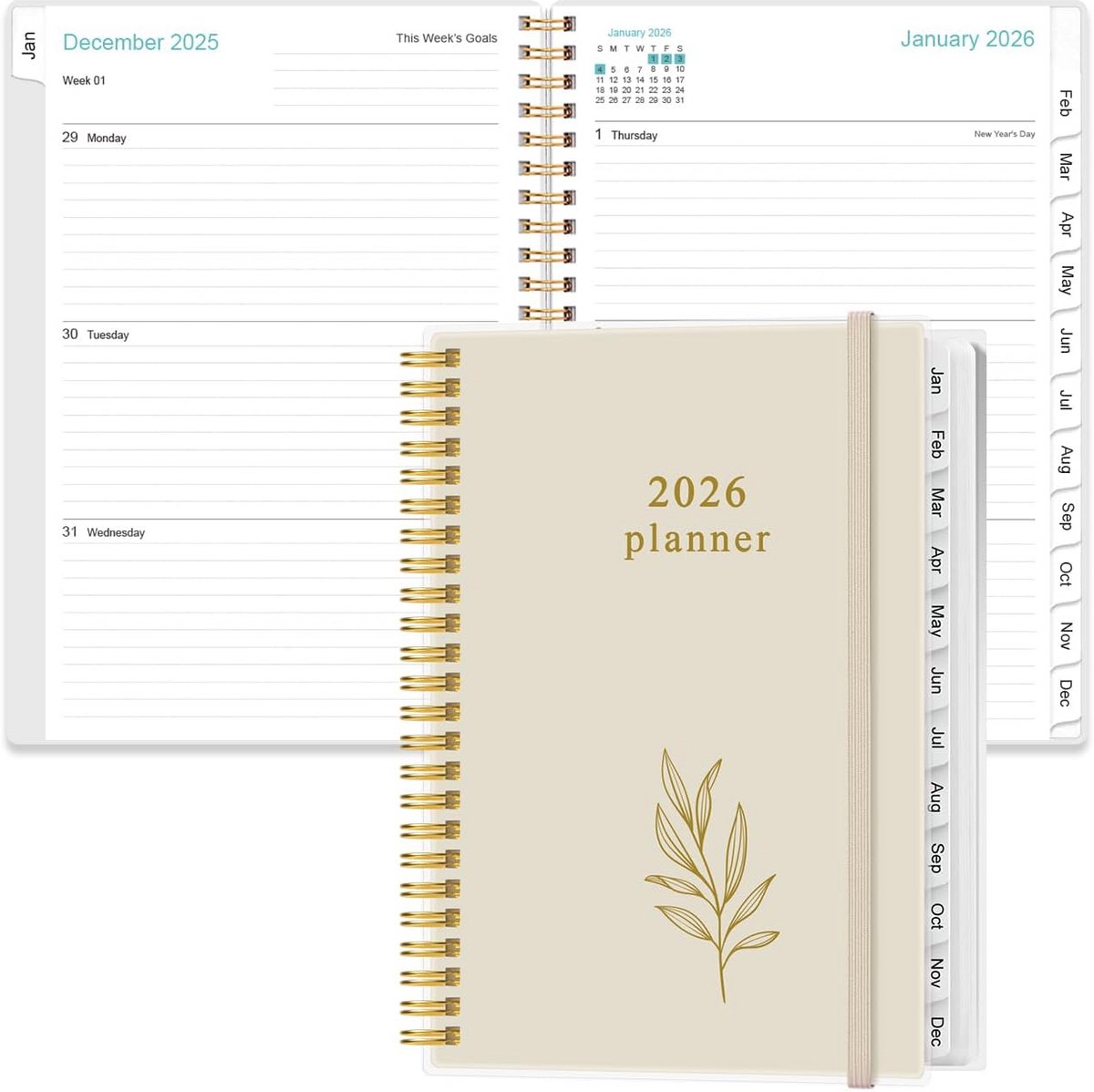 A5 Planner 2025 - Week- en Maandplanner Januari t/m December 2025 - Inclusief Tabs en Opbergvak