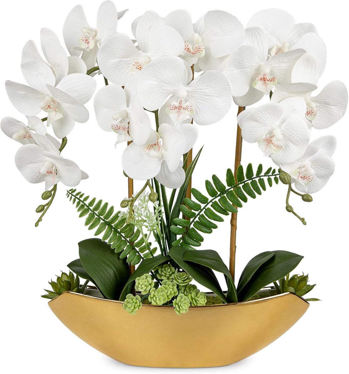 Echte Kunst Orchidee in Keramische Pot - Decoratieve Zijden Bloem voor Tafel en Vensterban