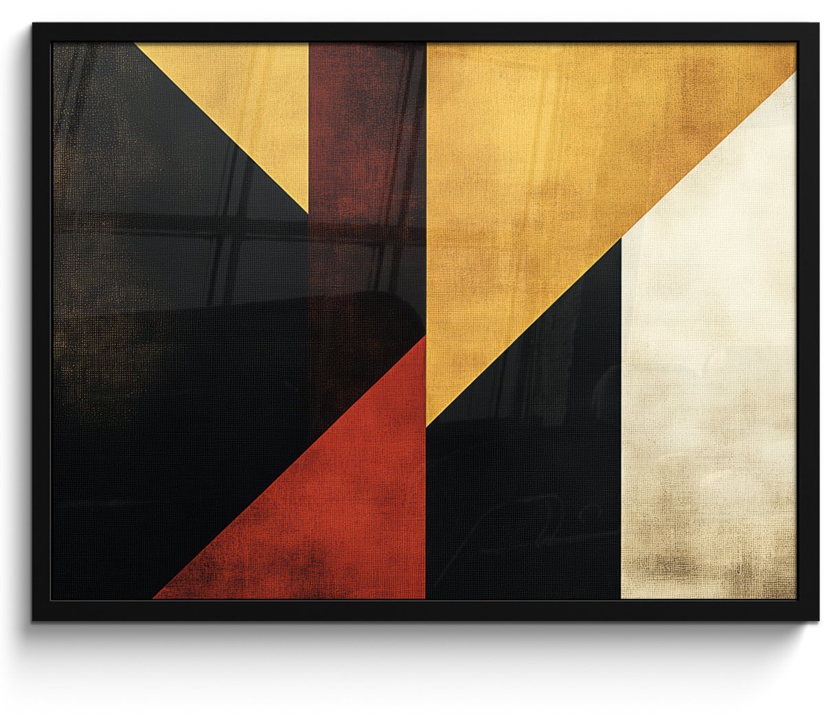 FrameYourWall Poster in lijst - Fotolijst 70x50 cm - Posters - Abstract - Herfst kleuren - Goud - Vormen - Modern - Posterlijst zwart - Decoratie - Wanddecoratie woonkamer - Muurdecoratie slaapkamer
