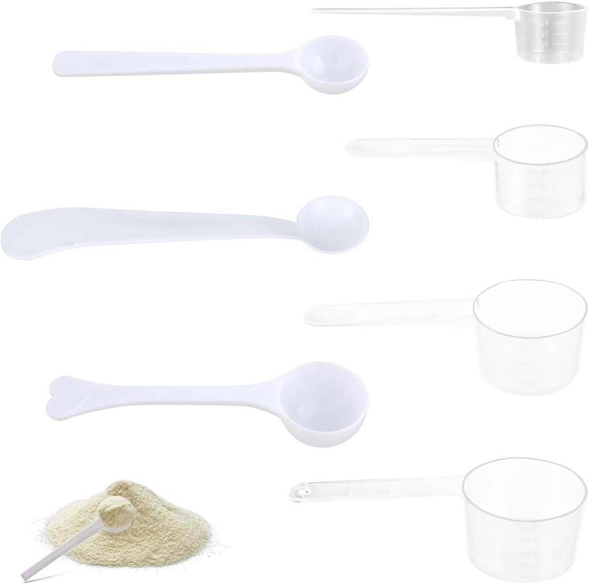 Maatlepels voor het Doserenvan Wasmiddel, Creatine en Waspoeder - Set van 7 Maten