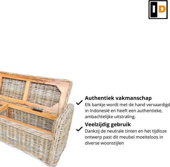 Interiedirect - Banc en osier avec rangement - Victoria