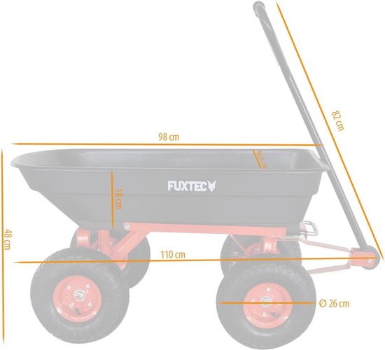Kiepwagen – 300 kg Max Belasting – 150 kg Kiepfunctie – Tuin en Bouw – Luchtbanden — afbeelding 3