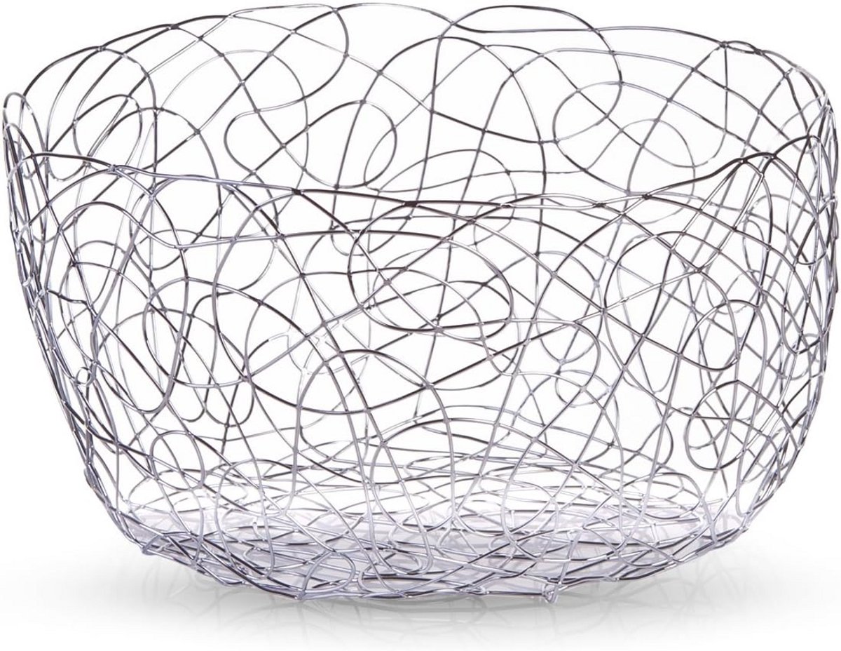 Ronde Fruitmand – Chroomgeplateerd Metaal – Ø 22 cm – Stalen Look – Keuken Opslag