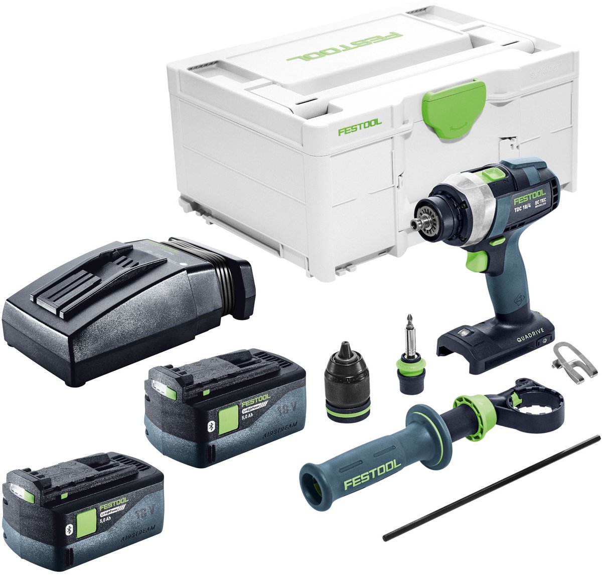 Festool TDC 18/4-Basic accuboormachine 18 V 75 Nm borstelloos + 2x accu 5,0 Ah + oplader + Systainer