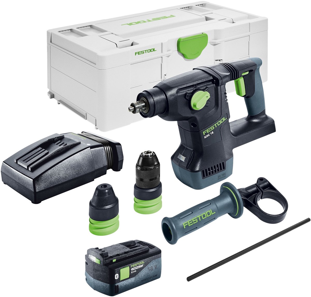 Festool KHC 18 EB-Basic accu-combi-hamer 18 V 2,6 J SDS-Plus Brushless + 1x accu 5,0 Ah + oplader + Systainer